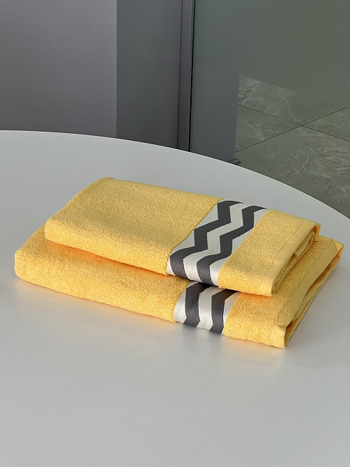 Рушник махровий Ideal Textile банний з бордюром 70*140 см жовтий Чернівці - фото 3