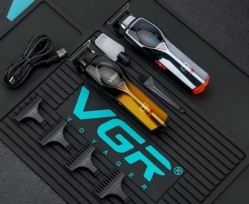 Бездротовий тример-машинка для стриження волосся VGR V-187 (4 насадки) Сріблястий Вінниця - фото 3