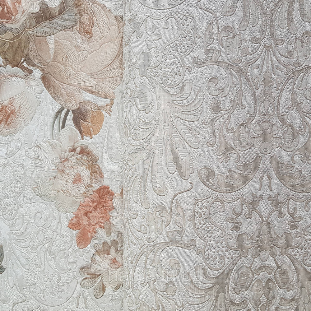 Шпалери метрові вінілові на флізелін Yuanlong Samsara метрові вензелі завитки структурні сірі сріблясті Київ - фото 2