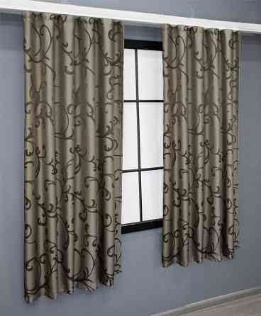 Комплект коротких штор VR-Textil Жаккард Allure № 1620ш Какао 150х170 см 2 шт (35-0274) Киев