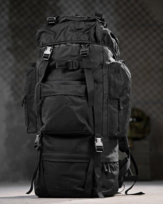 Тактический рюкзак с металлическим каркасом на 100 литров. Каркасный рюкзак. черный РП7469 Одесса - изображение 2