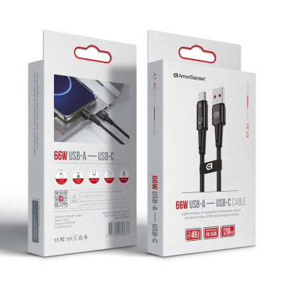 Дата кабель USB 2.0 AM to USB-C 1.2m 66W black Armorstandart (ARM75867) Винница - изображение 2