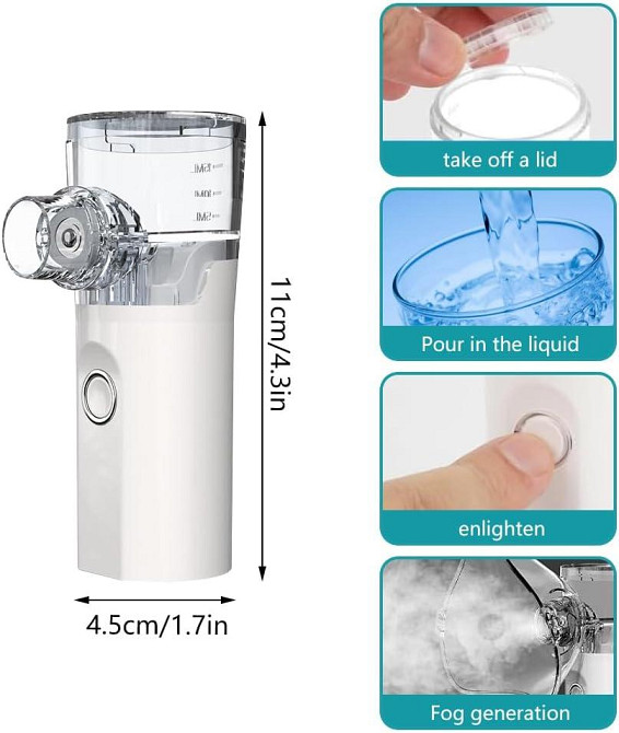 Портативний інгалятор ADDLIVE для дорослих та дітей з насадками, для дому та подорожей, два режими небулайзер Київ - фото 2