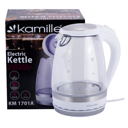 Електрочайник 1,5л з синім LED-підсвічуванням 1701A KAMILLE Житомир