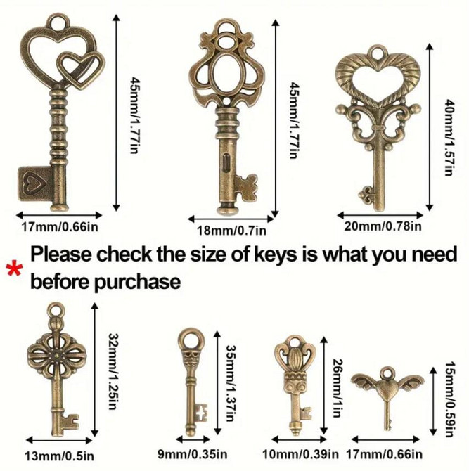 Набір для створення прикрас із літаючими ключами — 40 крил, 40 вінтажних ключів, еластична нитка | д Київ - фото 2