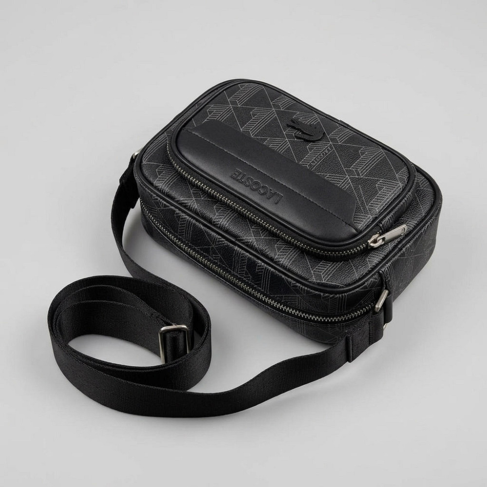 Мужская брендовая сумка, борсетка на плечо Лакоста, Lacoste (3650) black Киев - изображение 8