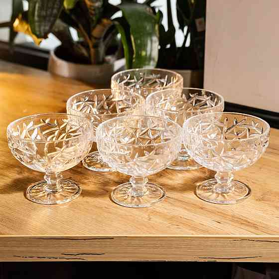 Набір креманок на ніжці 6 штук 340 мл скляні креманки для морозива жле та десертів HP-19-169 Київ