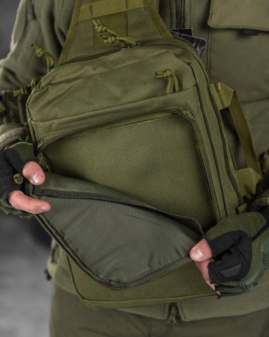 Сумка-слінг тактична з однією лямкою SILVER KNIGHT 8 л oliva ВТ6393 Одеса - фото 9