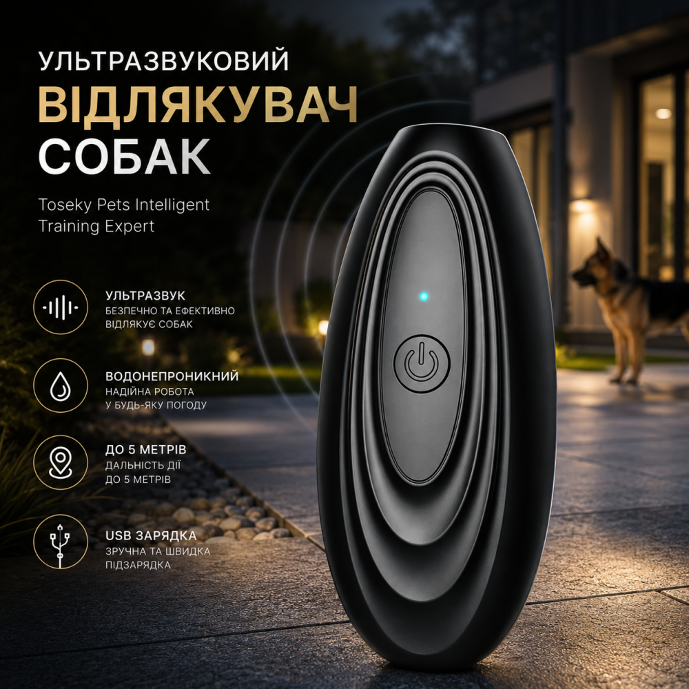 Уцінка Ультразвуковий відлякувач собак Toseky Pets Intelligent Training Expert | Пристрій проти гавкоту, USB, водонепроникний, до Київ - фото 8