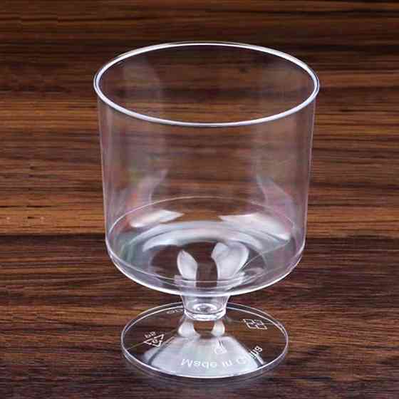 Набор стаканов десертных 160 мл, 10 шт, многоразовые, пластиковые,прочные на ножке, для фуршетов креманка для десертов,прозрачная Каменец-Подольский