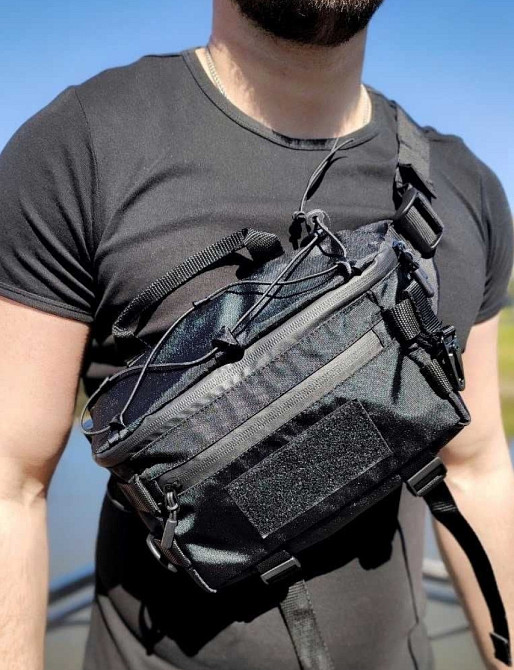 Тактична сумка бананка вологозахищена Чорного кольору. Харків - фото 6