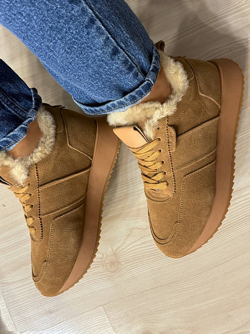 Кросівки жіночі Hengji U-2 натуральна замша утеплені хутром коричневі, 40, 25 см Київ - фото 4