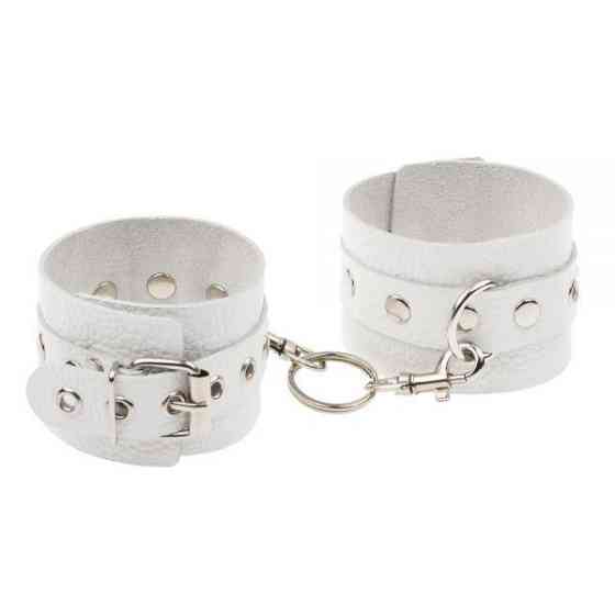 Наручники Leather Double Fix Hand Cuffs, White Sex Aura Київ