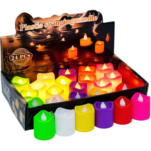 LED светильник, свечки 24шт теплый белый с пламенем, цветные Вінниця - фото 1