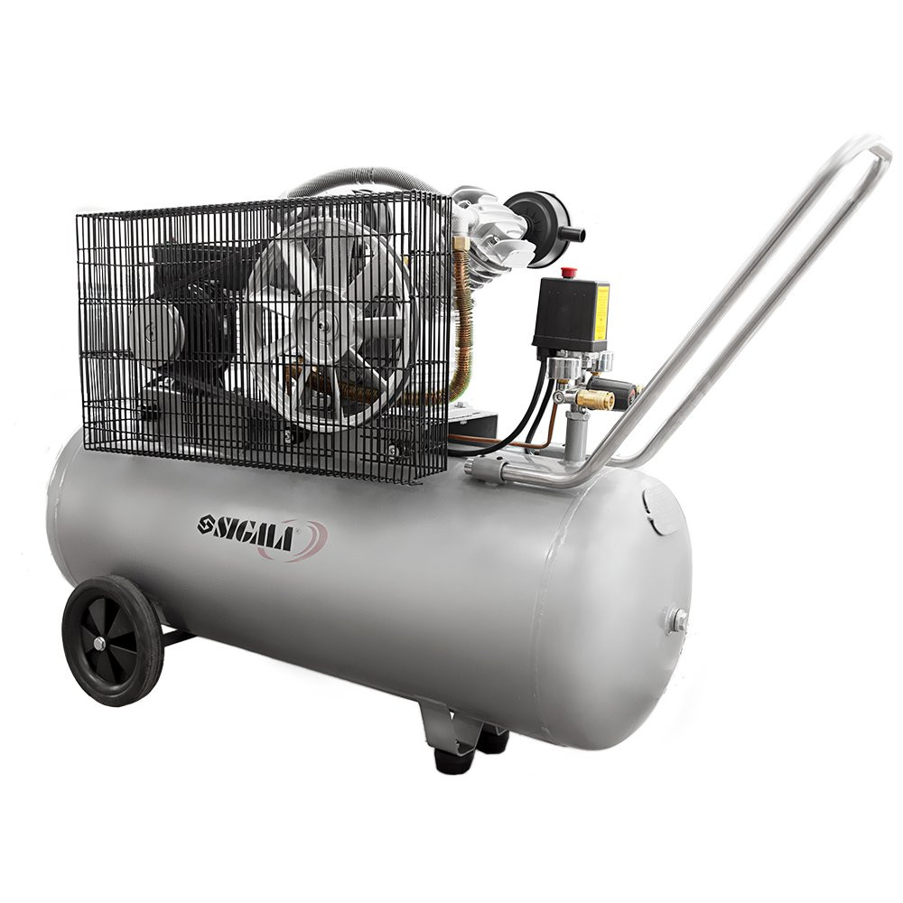 Sigma Компрессор двухцилиндровый ременной (V) 2.5кВт 396л/мин 10бар 100л (2 крана) SIGMA (70441 Коломия - фото 1