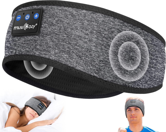Бездротові навушники-пов'язка MUSICOZY Bluetooth 5.4 для сну та спорту, HD Stereo, 40 мм, до 14 годин, USB-C, сірі Київ