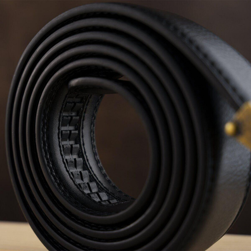 Ремень мужской c латунной прямоугольной пряжкой Vintage 20332 Черный Киев - изображение 7