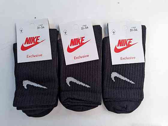Детские высокие качественные хлопковые носки Черные в наборе по 6 штук Nike. Размер 31-34 Киев