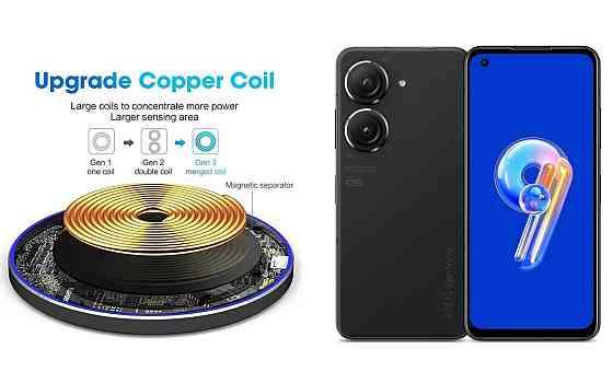 Беспроводное зарядное устройство Copper до 30W для ASUS ROG Phone 9, Phone 9 Pro, USB-C, LED Киев