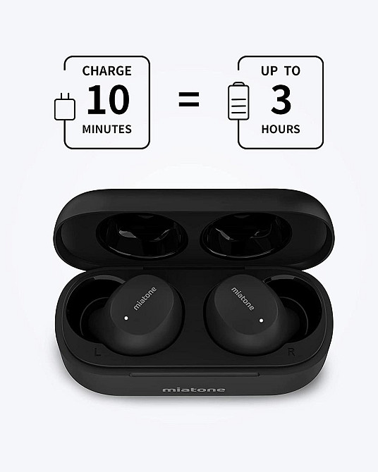 Бездротові навушники MIATONE Austin Bluetooth 5.1 з прогумованим покриттям та автономністю до 40 годин Матовий чорний Київ - фото 3