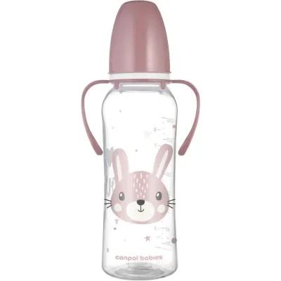 Бутылочка для кормления Canpol babies CUTE ANIMALS стандартная с ручками 250 мл розовая (11/845_pin) Винница