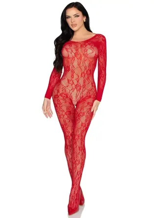 Бодистокинг Leg Avenue Crotchless Fishnet Bodystocking One Size Red Львов
