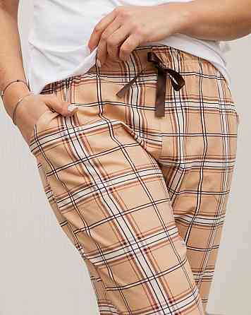 Женские пижамные штаны - бежевые в клетку Nicoletta 1126Ш Киев