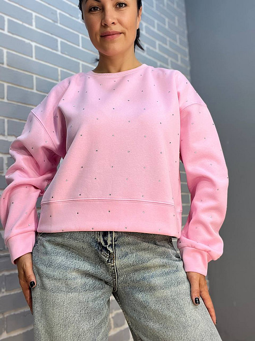 Світшот жіночий W 2950 широкий розсип камінців one size, сірий, one size Київ - фото 7