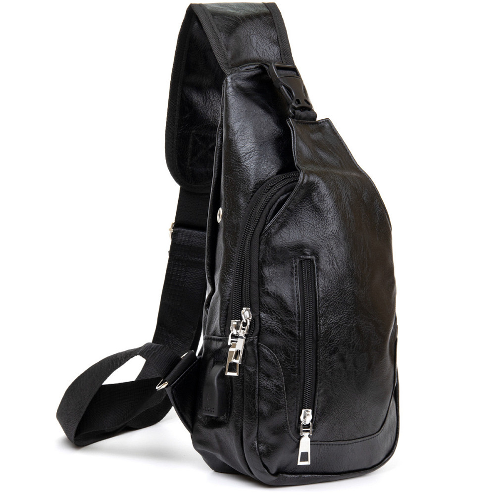 Сумка через плечо на два отделения кожзам Vintage 20559 Черная Киев - изображение 1