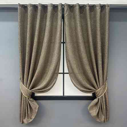 Комплект коротких штор VR-Textil Лен Мешковина № 1770ш Какао 130х170см 2 шт (35-0376) Киев