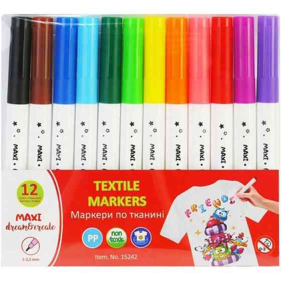 Набір маркерів по тканині MX15242, 12 кольорів Вінниця