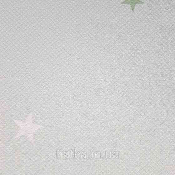 Метрові вінілові шпалери на флізеліні AdaWall Ada Kids дитячі зірки небо зелене біле на салатовому Київ