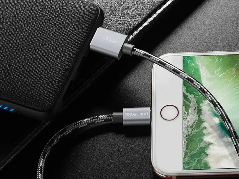 Кабель USB - Lightning Borofone BX24 1м 2А швидка зарядка для iPhone iPad нейлоновий шнур із чіпом захисту Одеса - фото 8