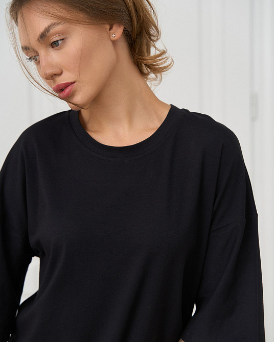 Футболка женская оверсайз круглое горло Nicoletta - Чёрная XL Киев - изображение 7
