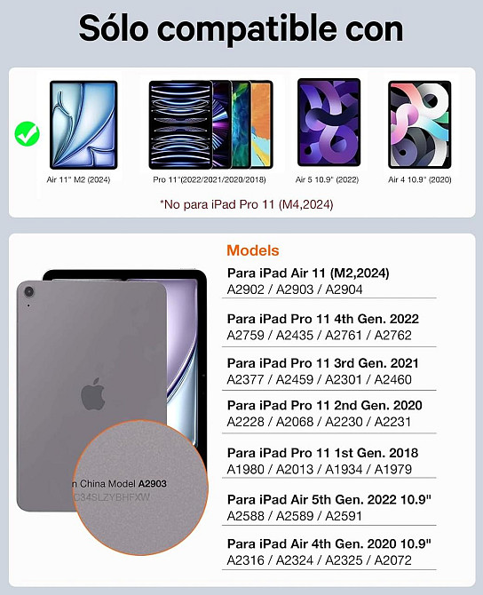 Клавіатура-чохол для iPad Air 2024 11”, Air 5/Air 4 10.9”, iPad Pro 11 4, 3, 2, 1 покоління, магнітна, ультратонка, сіра QWERTY Київ - фото 2