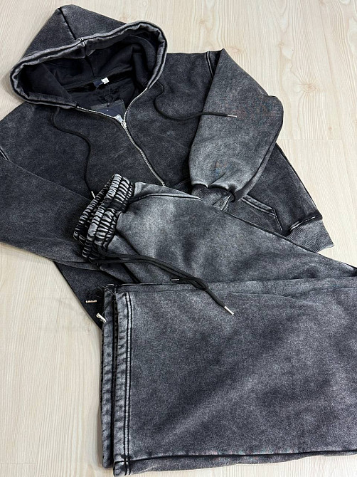 Костюм жіночий Joy One 2166-11 утеплений варений худі зі штанами палаццо чорний, чорний, M Київ - фото 2