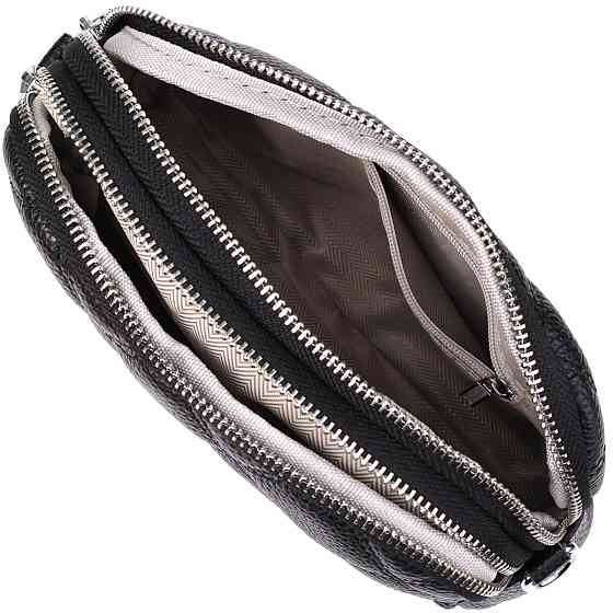 Женская сумка прошитая ромбами из натуральной кожи Vintage 22930 Черный Киев