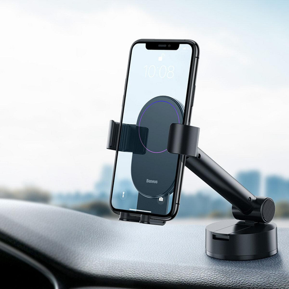 Тримач для мобiльного Baseus Simplism gravity car mount holder with suction base Black Ковель - фото 6