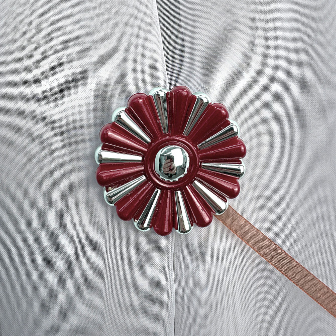 Магниты для штор и гардин Хризантема набор 2 шт Бордовый с серебристым (81-299) Киев - изображение 2