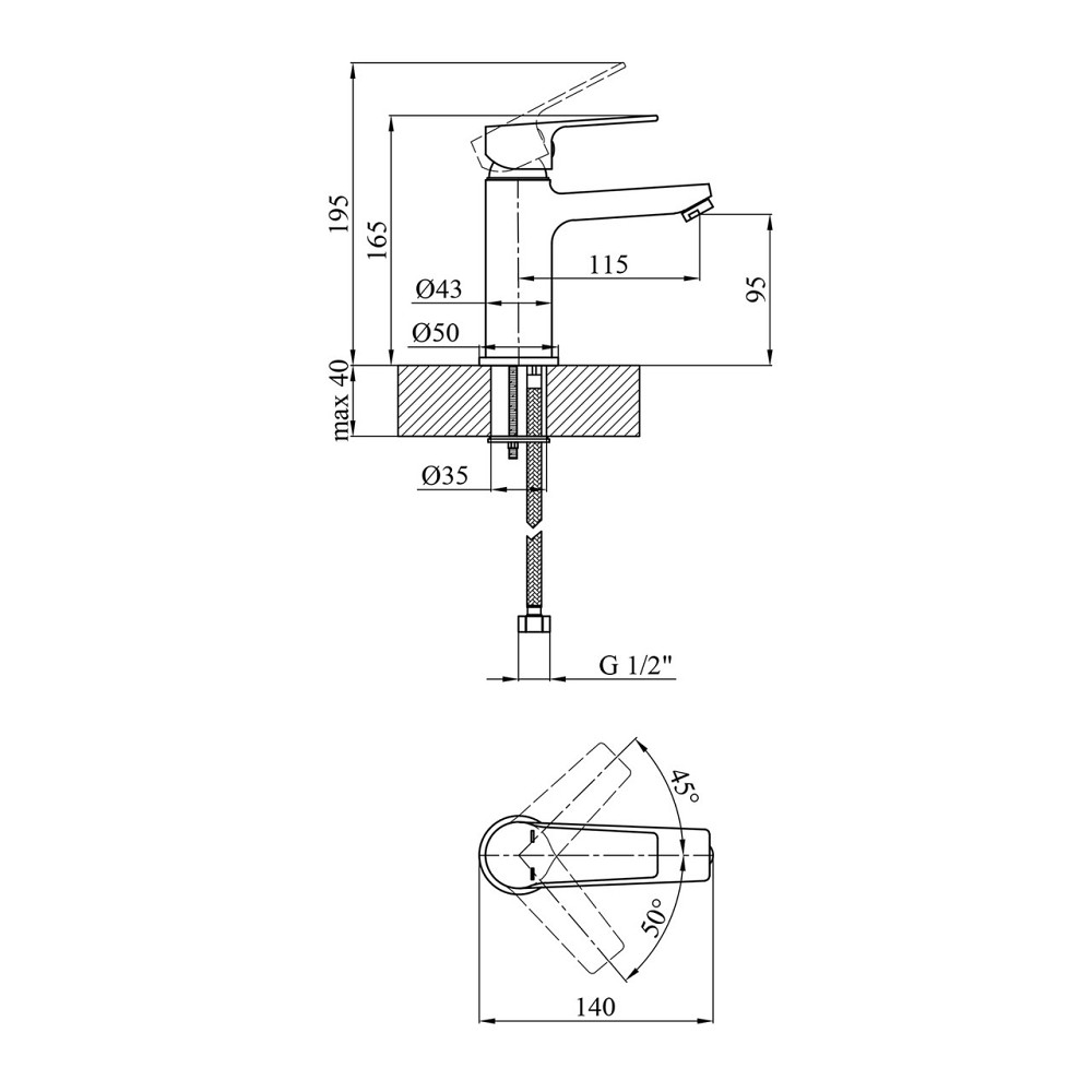 Змішувач для раковини Kroner KRP Hagen - C010 хром Київ - фото 2