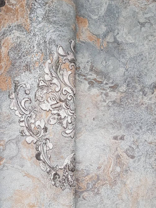 Шпалери вініл на флізеліні гарячого тиснення DU&KA Voyage 1.06х10 вензель основа під штукатурку сірі коричневі Київ - фото 2