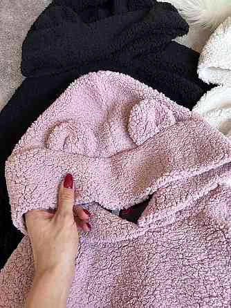 Жіноча стильна тепла плюшева худі з вушками м'яке хутро Teddy Рожевий Одеса