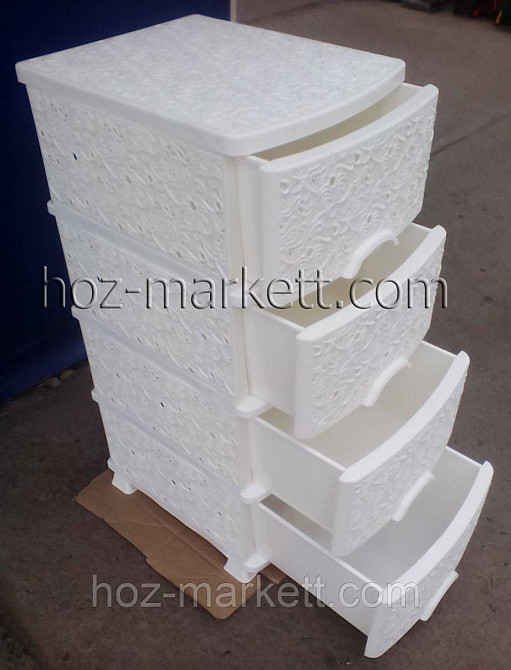 Комод пластиковий білий ажурний із закритими боками Україна Харків - фото 4