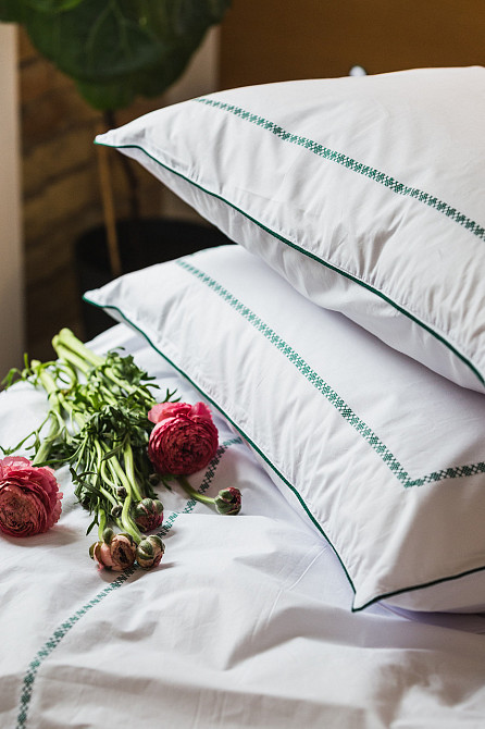 Ecotton Комплект постільної білизни Сімейний з вишивкою та кантом український хрестик Dark Gree Коломия - фото 8