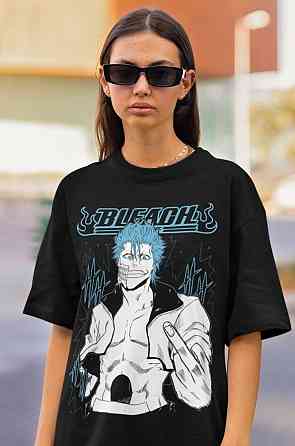 Футболка для хлопчика з аніме принтом Бліч оверсайз (зріст від 165 до 180) Чорний AnimeJ0870m Дніпро