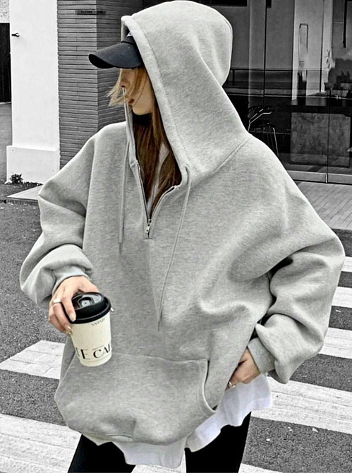 Женская утепленная объемная оверсайз худи с молнией трехнитка на флисе Одесса - изображение 1