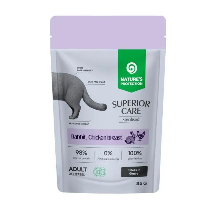 Nature's Protection Superior Care Sterilised Grain Free Adult Cats with Rabbit, Chicken Breast and Cranberries Вологий корм для стерилізованих ко Киев - изображение 1