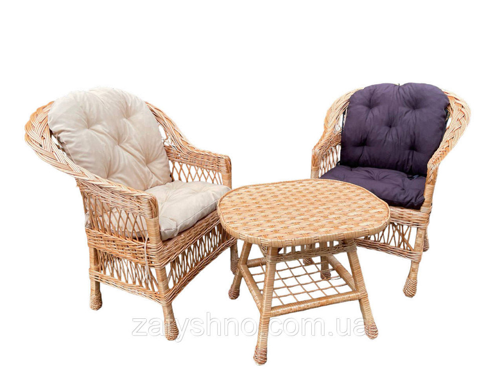 Набор плетеной мебели из лозы на 2 с подушками Киев - изображение 1