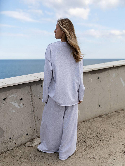 Женский стильный оверсайз костюм двойка: кофта и штаны турецкая трехнить петля пенье Меланж Одесса - изображение 3