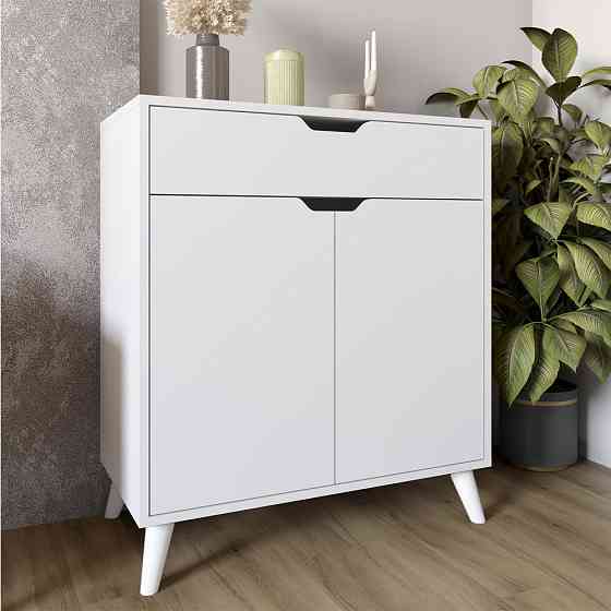 Комод в гостиную с белыми ножками М-ЗОН Борн 750 Нимфеа Альба (белый) (MZN-031043) Львов